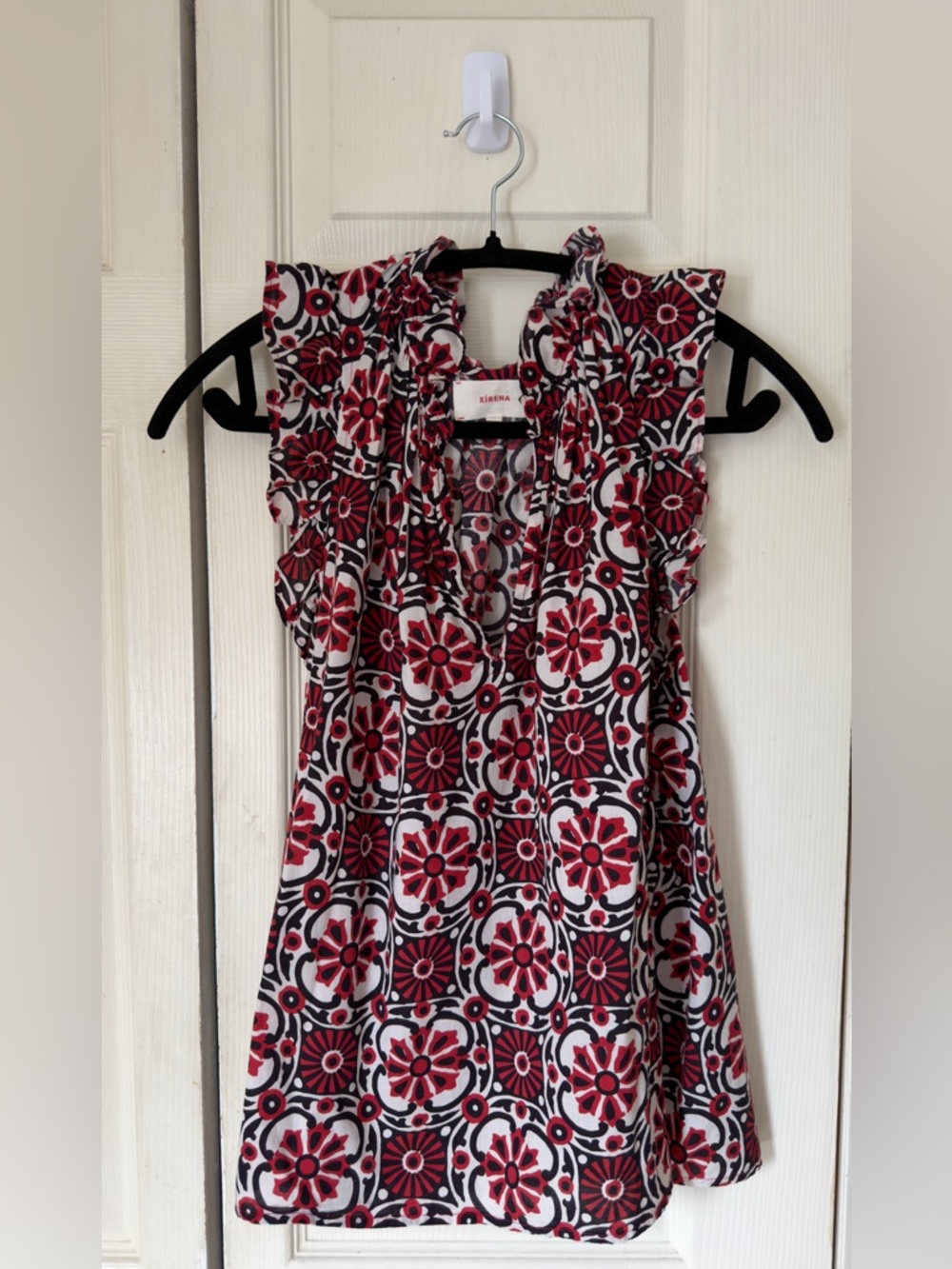 XiRENA Red, Black & White Floral Geometric Tunic - 100-% Cotton